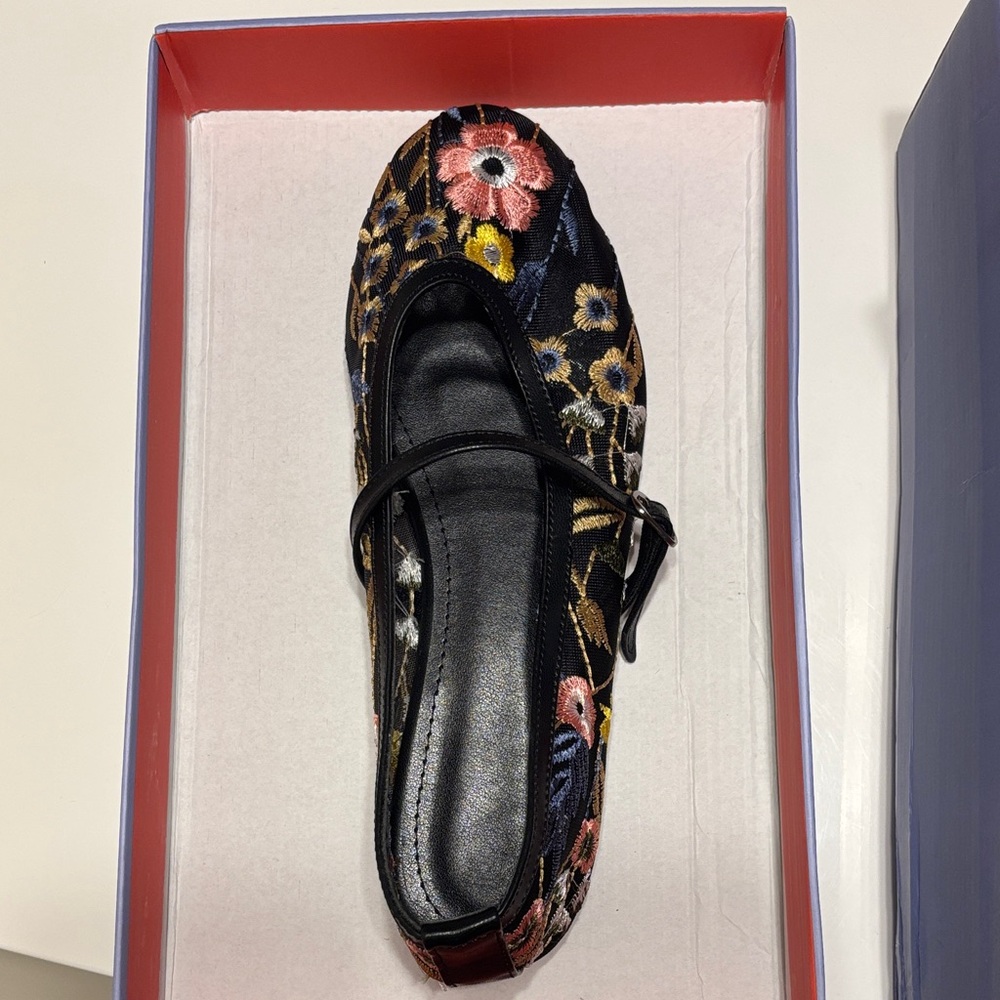 BNIB Prologue Fauna Mary Jane Embroidered Mesh Flat